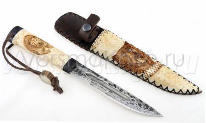 Подарочный нож Якут большой 9ХС рог